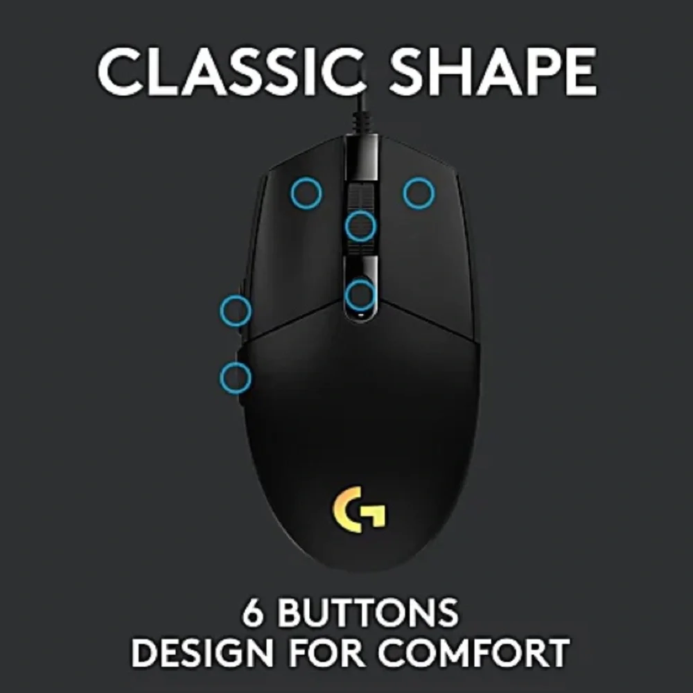 Logitech G203 LIGHTSYNC Optical Gaming Mouse - Black
